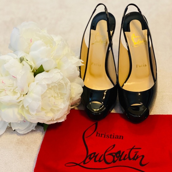 Christian Louboutin Patent Red Sole Slingback - Picture 1 of 8